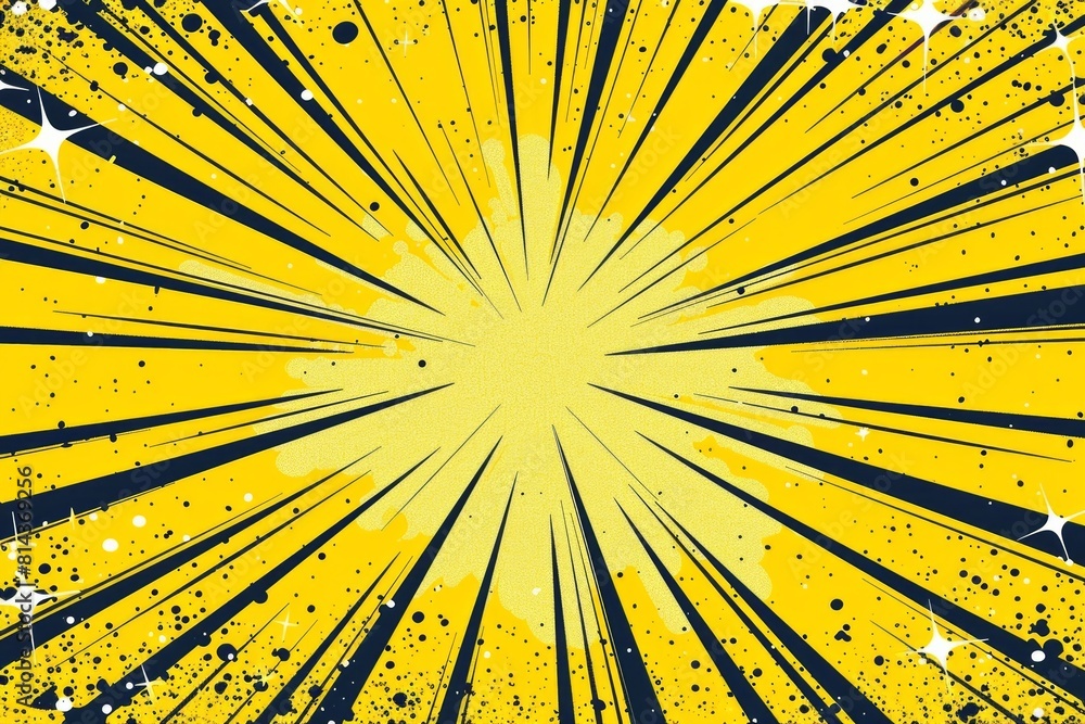 Poster background of yellow rays with sparkles and space for text