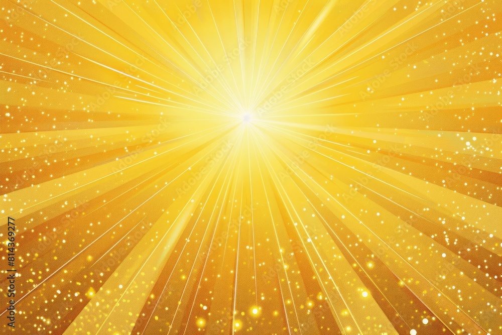 Poster background of yellow rays with sparkles and space for text