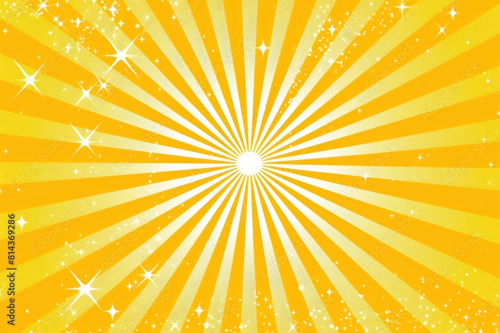 Aufkleber background of yellow rays with sparkles and space for text