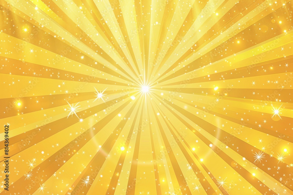 Poster background of yellow rays with sparkles and space for text