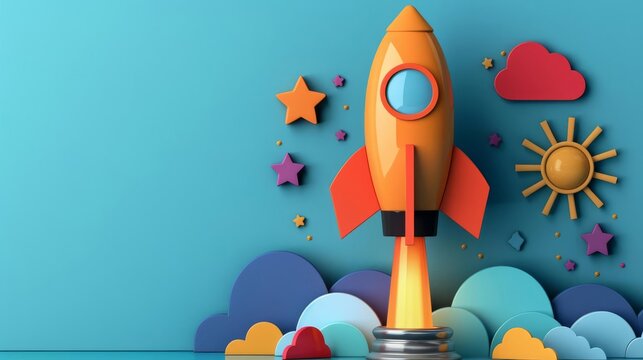 Entrepreneurial ventures flat design side view startup hub theme Triadic Color Scheme