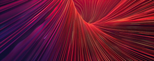 A panoramic canvas of vibrant red and deep purple lines creating a vivid plexus effect
