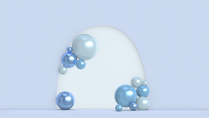 Minimalism blue abstract background, pedestal. 3D illustration.