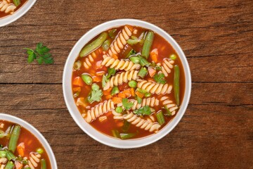 Tasty fresh home soup in bowl