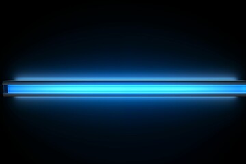 A long horizontal glowing blue light bar on a dark background in a minimalist style. Generative ai