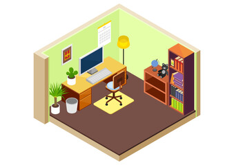 アイソメトリック　パソコンルーム