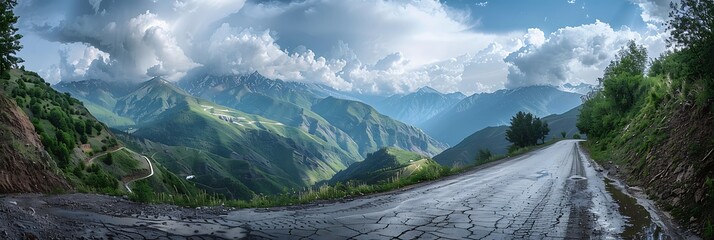 Mountain pass in Georgia in summer, Views from one of the most dangerous road on the world in...