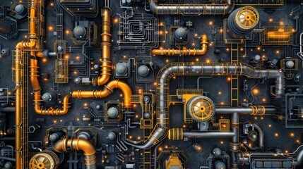 Fototapeta premium Market diversification flat design top view mining industry theme render vivid