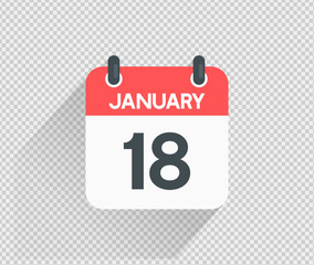January 18 Calendar icon vector illustration Blank background