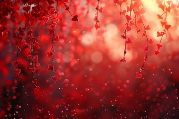 red background hearts hanging landscape beams splash page beauteous sumptuous light oriental solid color