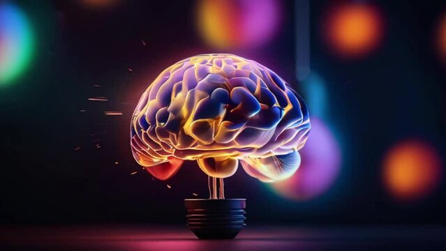 Creative idea with brain in the light bulb