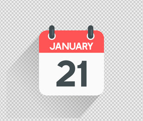 January 21 Calendar icon vector illustration Blank background