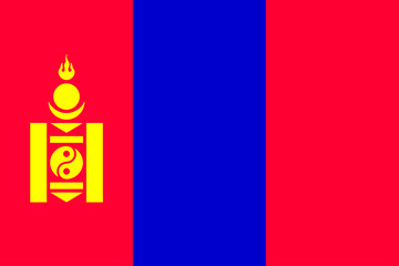 The flag of Mongolia. Flag icon. Standard color. Vector illustration.	
