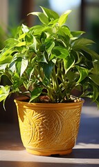 a pot of Golden Pothos plant