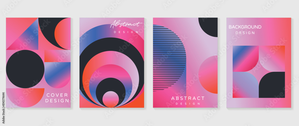 Poster abstract gradient poster background vector set. minimalist style cover template with vibrant perspec