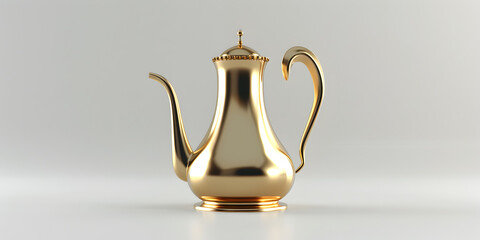 Gold-plated  Coffee Pot On white Background. 
