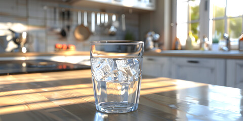glass of water on the table, Refreshing Kitchen Water Source.