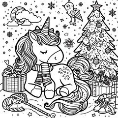 A coloring page of a unicorn image photo lively used for printing card design illustrator illustrator.