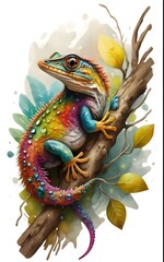 Lizard Illustration Colorful Art