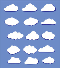 set of clouds on blue background