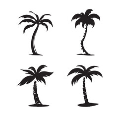Palm tree logo, coconut tree silhouette