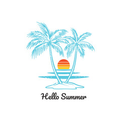 Hello summer palm vector, coconut trees