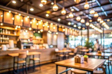 Blur coffee shop or cafe restaurant with abstract bokeh light background.display