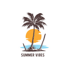 Summer vibes, palm trees vector