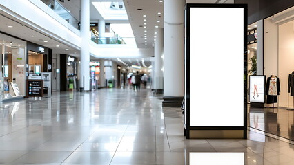 white mockup blank screen at a shopping mall or public place. generative ai