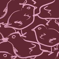 Red Pigeon Seamless Pattern Design