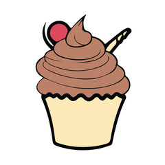 cupcake line color  icon vector design illustration for logo uses