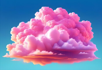 A big fluffy pink cloud against a blue background in a cartoon style