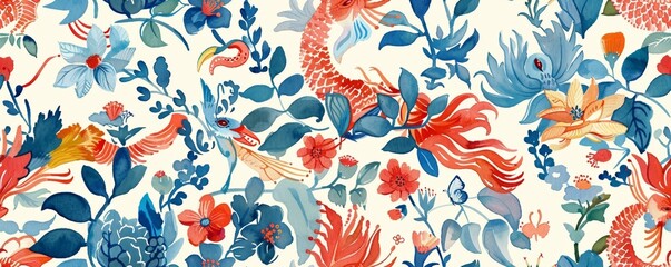 Naklejka premium Watercolor Seamless pattern