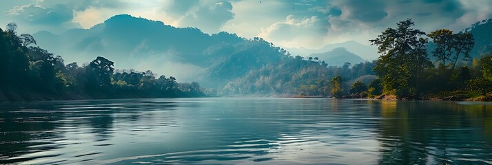 Mountain River i Chiang Rai-provinsen, Thailand realistic nature and landscape
