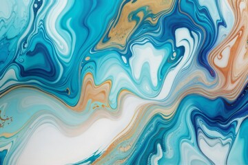 Vivid Generative AI Liquid Paint Marble Texture Blue Background
