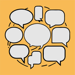 set of bubbles on yellow background