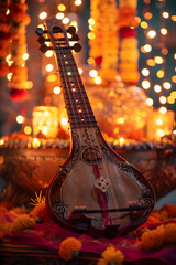 Festive Indian Scene with Traditional Music Instrument