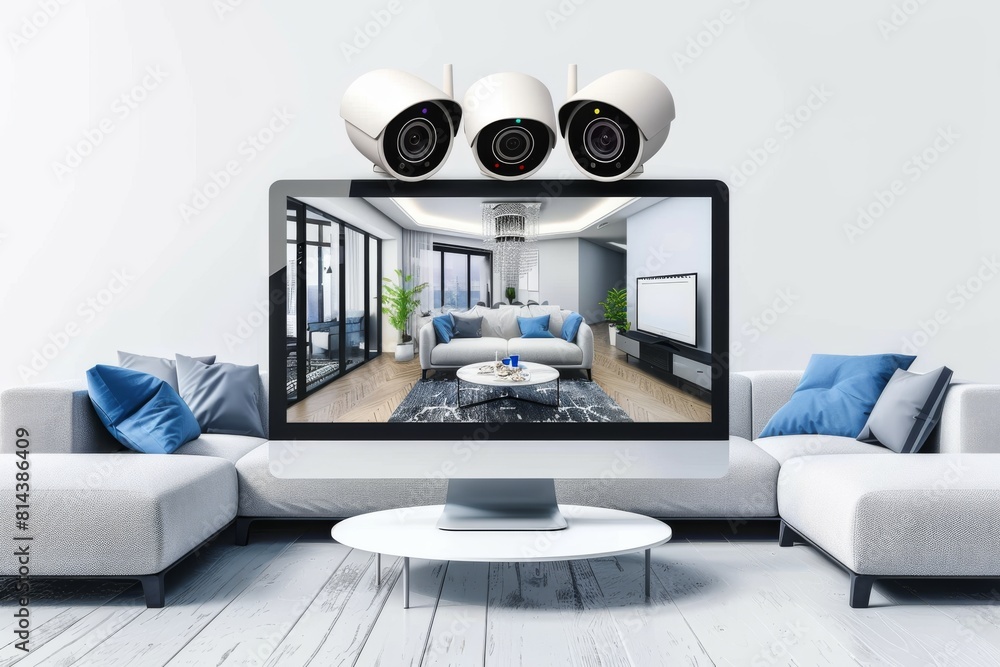 Poster remote digital monitoring with dual cameras in an alarm system includes loud crime signaling for sec