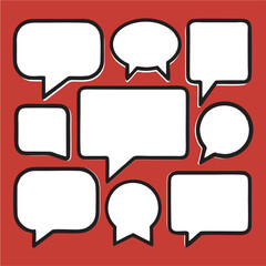 set of speech bubbles on red background