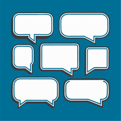 set of speech bubbles on blue background