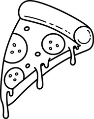 Pizza slice. Cartoon pizza illustration. Pizza with Melted cheese Cartoon Icon. Design element for emblem, poster, icon, menu. Vector illustration