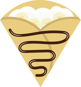 recommend clip art: Delicious Crepe With Bananas and Chocolate Syrup