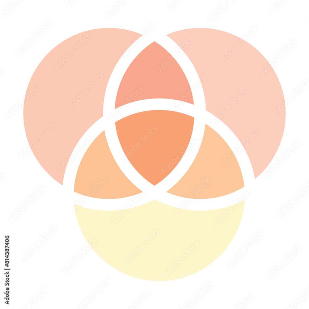 Poster discrete maths glyph color icon. overlapping circles. intersection. venn diagram. venn diagram with 