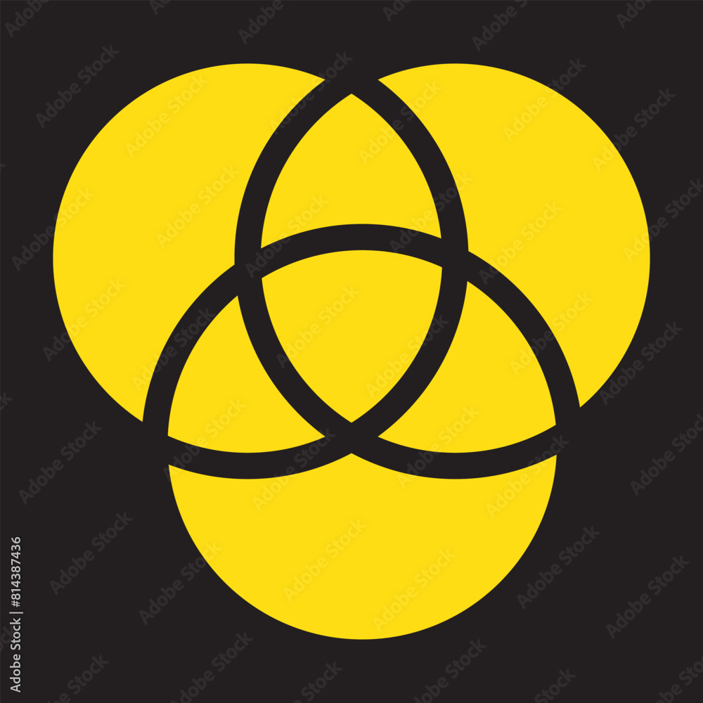 Poster discrete maths glyph color icon. overlapping circles. intersection. venn diagram. venn diagram with 