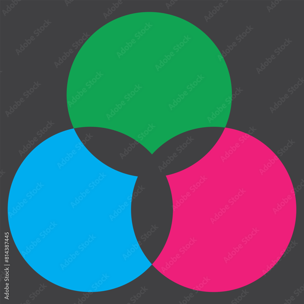 Poster discrete maths glyph color icon. overlapping circles. intersection. venn diagram. venn diagram with 