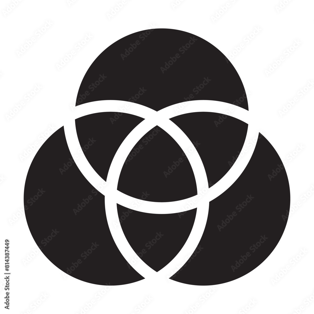 Poster discrete maths glyph color icon. overlapping circles. intersection. venn diagram. venn diagram with 