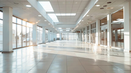Obraz premium Empty Shopping Center and Supermarket Aisles
