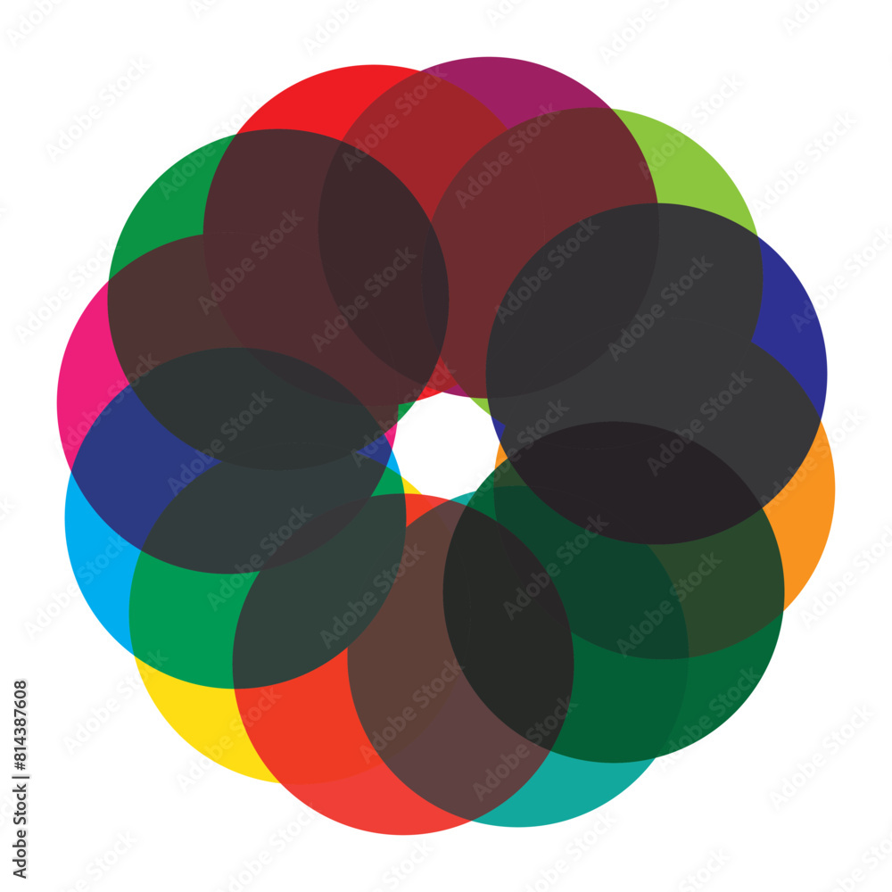 Poster shape with overlapping circles motif. geometric intersecting circles, rings abstract icon. discrete 