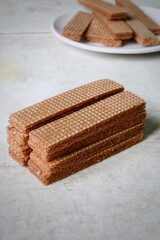 wafer biscuits, crunchy wafers with chocolate cream flavor.