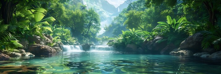 mountain river in tropical forest on philippine islands realistic nature and landscape